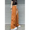 Calça feminina S Vintage Cargo Baggy Jean Fashion 90S Streetwear Pockets Wide perna na cintura alta Y2K Denim calças macacão 230323