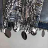Kurtki damskie Tassel Chains Chains Dżins Kurtka Kobiety Aplikacje Krzyki Strzankowane szczupłe dżinsy damskie lapy moda płaszcz żeński płaszcz