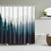Cortinas de chuveiro Florestas de nevoeiro pesado cenário de chuveiro cortinas de tecido de banheira de poliéster com ganchos 3D Paisagem natural cortinas de banheiro 230323