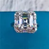 Pierścienie klastra InBeauut 925 Srebrny 5,5 ct 10 10 mm Doskonałe cięcie D Kolor Pass Diamond Test Square Princess Moissanite Wedding Pierścień Wymienna biżuteria