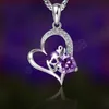 Wisiorki biżuteria damska kształt serca ametyst love diamentowy wisior naszyjnik