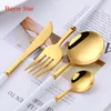 Dinnerware Sets 24PCS Stainless Steel Cutlery Dinner Knife Dessert Fork Soup Spoon Luxury Wholesale Tableware Plastic Handle White Flatware