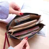 Wallets Vintage Oil Wax Leather Zipper Clutch Wallet Female Large Capacity Coin Purse Ladies Wristband Simple Card Holder Women's Wallet Z0323