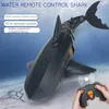Electric RC Boats 2 4g Remote Control Electric Shark Rechargeable Animal Tank Bathtub Fish Interactive Toy Boy Children Boat Birthday Gift 230323