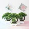 Decorative Flowers 20x20cm Green Artificial Small Tree Potted Bonsai Home Garden Bedroom Desktop Table Christmas Party Decor Fake Plants