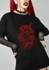 Womens TShirt Tshirt Harajuku Y2K Street Tops Dragon Gothic Myth Print Short Sleeve Clothes Plus Size Loose Oversized 230322