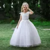 Девушка платья цветочные девочки для подружки невесты для вечеринки свадебное платье для детей белые рукава длинная одежда принцесса платья 4-14 лет