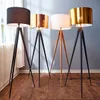 Teamson Home Romanza Tripod Metal Legs LED Floor Lamp Tall Standing Reading Light with Drum Shade Wooden Like Finish, 60 inch Height, White