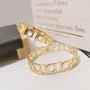 Damen-Armreif, vergoldet, Edelstahl, Monogramm-Nagel-Armband, Markenlogo, Liebesarmband mit Box, schlichtes Design, Schmuck, Frühlings-Paar-Geschenk-Armreif