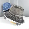 Chapeaux larges bord Nouvel été unisexe personnalisé gland lavé Denim seau chapeaux femmes à large bord pliable chapeau de pêcheur en plein air plage Panama casquette G230323