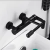 Кухонные смесители Liuyue Caucet Black/Chrome Dual Dual Dual Hole 360 ​​вращение ванной комнаты с складкой, холодные смесители Taps Torneiras de Cozinha