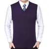 Herenvesten mannen casual winter vaste kleur v nek mouwloos gebreide wollen plus size vest