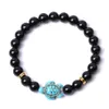 Trendy 8mm Black Lava stone white turquoise Beaded tortoise bracelets Essential Oil Diffuser Bracelet For Women men Jewelry