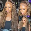4/27 Highlight Wig Brazilian Water Wave Wig Highlight Lace Front Human Hair Wigs Honey Blonde Ombre Lace Front Wig Remy