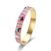 Bangle Top Selling Fashion Stainless Steel Open For Women Gold Geometric Colorful Enamel Painted Bangles Wedding Jewelry GiftsBangle