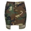 Jupe trapèze pour femmes, Slim, bord bavure, pompon fendu, taille irrégulière, jupes courtes de Camouflage