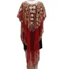 Etniska kläder Sommar afrikanska klänningar för kvinnor Kort ärm O-Neck Sequined Black Red Blue White Long Dress Clothes