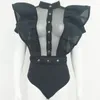 Kadın Tulumları FD6006 2023 Seksi Kadın Patlamaları Sonbahar Tulum Siyah Beyaz Sequin Bodycon Gösteri Gece Kulübü Bodysuit