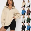 Mulheres Hoodies Moletons Outono e Inverno Europa América Ásia Casual Top Half Zip Pulôver Manga Longa 230323