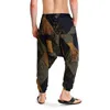 Calça masculina imprime os jogadores de algodão homens folggy hippie boho cigano aladdin calças de ioga de ioga calças mais tamanhos calças mulheres 230323