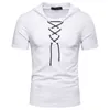 Camisetas masculinas camisetas com capuz Men 2021 Novo manga curta de rua o pescoço masculino tshirts verão casual slim fit capuz camiseta camiseta homme top tees w0322