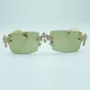 Nouvelles lunettes de soleil Cross Diamond factory eyewear 3524031 avec pattes d'angle de buffle blanc pur naturel et lentilles coupées de 57 mm, 3,0 mm d'épaisseur