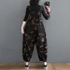 Kobiety Jumpsuits Rompers luźne dżinsy czarny kombinezon kobiety swobodne duże workowate spodnie damskie duże kieszenie nadruk kwiatowe dżinsowe pasy Jean Rompers 230323