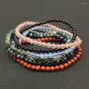 Strand 7 Stcs/Set 4 mm Naturstein Runde Perlen Frauen Männer Armband 18 cm Mädchen Geschenke farbenfrohe Perlen rote schwarze Moos Achate