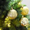 クリスマスの装飾6cm8cm真珠光沢のあるグリッドボール装飾塗装木を吊るす