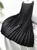 Skirts Brand Designer Women Spring Autumn Elegant Chic Solid Pleated Skirt High Waist Luxury Fashion With Elastic Female C 035 230323