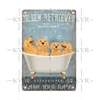 Dachshund Metal Tin Sign Bathtub Dog Vocal Dog Bathing Brush Soap Foam Poster Golden Retriever Retro Toilet Bar Bathroom Decor 30X20cm W03