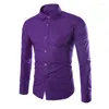 Chemises décontractées pour hommes couleur bonbon chemise à manches longues hommes robe formelle rose blanc noir violet bleu café Blouse Camisas De Hombre