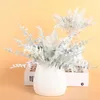 Decorative Flowers Ferns 6 Pieces Artificial White Small Bouquets Fake Plants Succulent Handfuls Sokcho Family Wedding Christmas Decoration