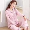 Kvinnors sömnkläder Lady Long Sleeve Homewear Girls Cotton Pyjamas Women's Cute Cardigan Plus Size Gödsel D-2190