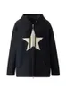 Womens Hoodies Sweatshirts stjärnor trycker Kvinnor Vintage Star Patch Baggy Zip Up Hoodie 230323