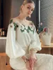 Women's Shirts Flowers Embroidery Mesh Ing Satin Shirt Sweet Long Sleeved Faux Silk Blouses Loose OL Gauze Glossy Crop Tops Blusas 230322