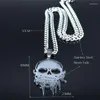 Pendant Necklaces Fashion Punk Music Skull Stainless Steel Chain Women Silver Color Statement Necklace Jewelry Cadenas Mujer N4403S07