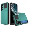 Slide Card Slot Wallet Wallet Hybrid TPU PC PC -srackproof duckplich doyer for iPhone 14 13 12 11 Pro XR XS Max 8 Samsung S23 Ultra S22 Plus S21 S20 Fe Note 10 20