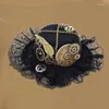 Berets vintage steampunk mini top kapelusz z pałąkiem na głowę czarny mały melonik