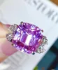 Pierścienie klastra LR Kunzite 12.98ct Fine Biżuter