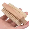 Nouvelle brosse à ongles en bois Poils de sanglier naturels à deux faces Brosse à ongles manucure en bois SPA Brosse à double surface Brosses nettoyantes pour les mains 10CM RRA