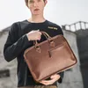 Bortkroppar Xiaop Crazy Horse Pu Leather Portfölj Handväska Män Vintage 13Inch Big Laptop Ryggsäck Fashion Brown Messenger Shoulder Bag Man 230323