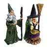 Objetos decorativos Figuras Mini Mini Mini Mini Mini Wizard and Witch Decoraciones de mesa de arena Ornamento de escritorio para fiestas de Halloween Decoración del hogar W0322