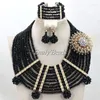 Collier boucles d'oreilles ensemble 2023 à la mode perles africaines bijoux noir nigérian Costume mariage mariée femme cadeau ALJ274
