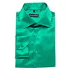 Męskie koszule Barry. Eleganckie mężczyzn jedwabna koszula wykwintna oliwkowa zielona zielona solidna długie rękaw tkany spinny obrońcy