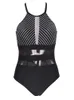 Sexig baddräkt i ett stycke Kvinnor Badkläder Mesh Randig U-Backless Bodysuit Beachwear Brasilianska baddräkter 2022 Monokini