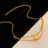 Gold banhado para mulheres longas colar de amor estilo simples deck duplo inseregante colares de pendentes de luxo em cadeia fina pulseira panjeiras de designer