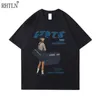 T-shirts hommes Hip Hop Streetwear Harajuku T-shirt Fille Japonais Kanji Imprimer Tshirt Hommes Été À Manches Courtes T-shirt Coton Lâche Tops Tees 230323