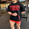 Erkek Tişörtler Erkekler Gevşek Büyük Boyut T-Shirt Pamuk Baskılı Çalışma Spor Spor Sabahı Fitness Üst Antrenman Spor Giyim Giysileri Eğitim Giysileri W0322