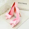 Dress Shoes Korean Fashion Women's Shoes Wedding Bow High Heels Stiletto Heels Shallow Pointed Head Side Empty Thin Shoes 230323